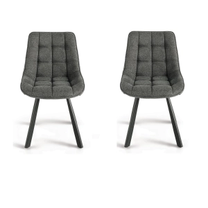 Küchenstuhl aus rauchgrauem Stoff mit Metallbeinen FRIEDIC Set 2 Stück
