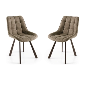 Küchenstuhl aus braunem Stoff mit Metallbeinen FRIEDIC Set 2 Stück