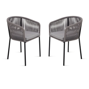 Light Gray rope chair with metal structure JOAN 2 chairs