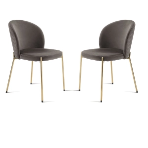 Grauer Samtstuhl mit goldener Metallstruktur MEGAN 2 Stühle