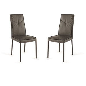 Esszimmerstuhl aus braunem Kunstleder - VIVIENNE 2 Stühle