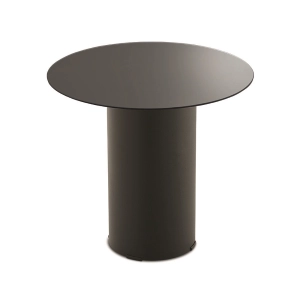 Runder Couchtisch WAYLON 45 mit schwarzem Metallgestell und Rauchglasplatte