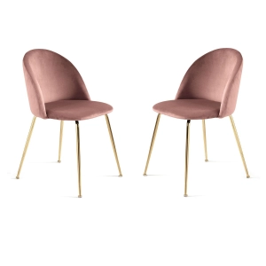 Esszimmerstuhl aus Cipria und goldfarbenen Metallbeinen - VENEZIA 2 Stühle