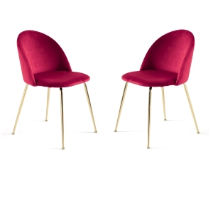 Esszimmerstuhl aus Rot-Samt und goldfarbenen Metallbeinen - VENEZIA 2 Stühle