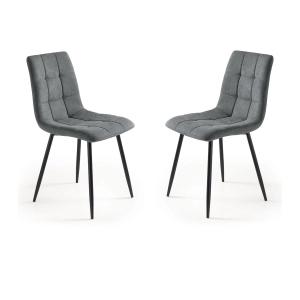 Esszimmerstuhl aus Dunkelgrau Stoff mit schwarzen Metallbeinen - KATERINE 2 Stühle