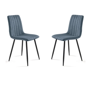 Esszimmerstuhl aus blauem Stoff mit schwarzen Metallbeinen - KOLE 2 Stühle