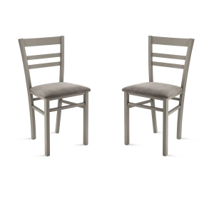 Gepolsterter Stuhl aus hellgrauem Stoff und Holzstruktur HOLLY 2 Stühle