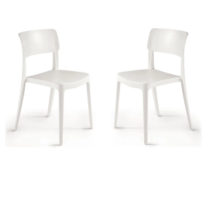 Stapelbarer Gartenstuhl aus Polypropylen - FRA Weiß 2 Stück