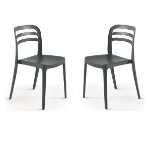 Stapelbarer Gartenstuhl aus Polypropylen - DJANGO anthrazit 2 Stück
