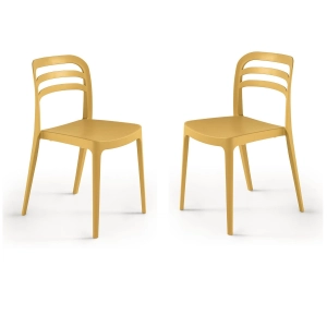 Stapelbarer Gartenstuhl aus Polypropylen - DJANGO ocker 2 Stück