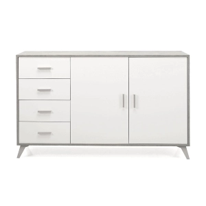 Buffet 2 portes et 4 tiroirs 158 cm en mélaminé Cemento - ARIEL