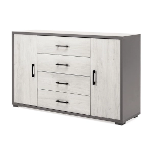 Buffet 2 portes et 4 tiroirs 137 cm en Chêne Blanc - AMAL