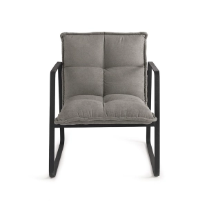 Poltrona in tessuto imbottita con struttura in metallo FABIA GRIGIO CHIARO