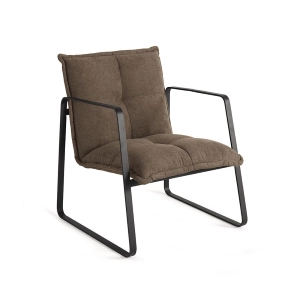 Poltrona in tessuto imbottita con struttura in metallo FABIA MARRONE