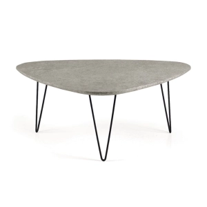 Couchtisch NICO mit betongeformter Holzplatte und Metallbeinen