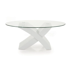 Ovaler Couchtisch TITO mit Glasplatte in Eschenweiß
