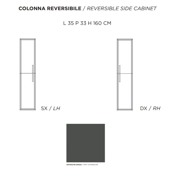 Colonna da bagno 160hx35 cm reversibile CLASSIC a 2 ante ANTRACITE OPACO