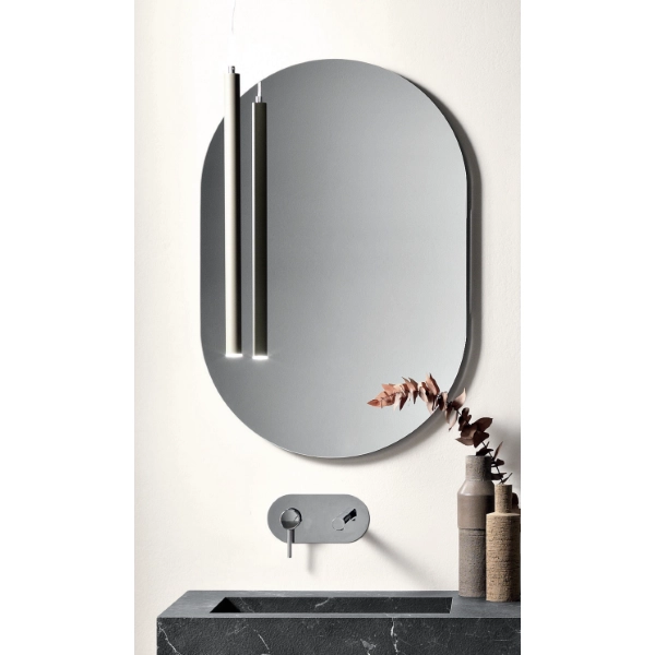 Salle de bain complète suspendue avec base double 80 et vasque et 2 miroirs - RIO Chêne clair