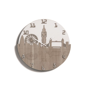 Moderne Wanduhr D50 ENGLAND aus BRC-Schichtholz