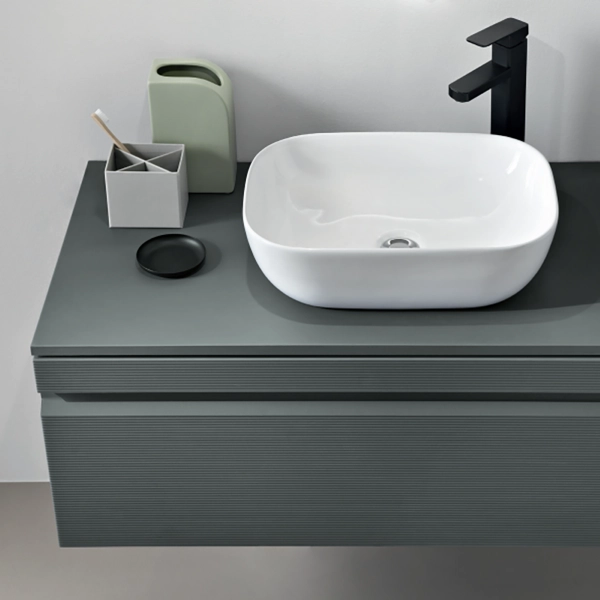 Cajón lavabo de baño 120 cm en PVC suspendido RIO Verde Alga