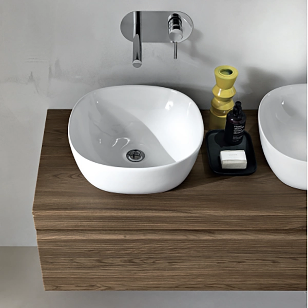 Salle de bain complète suspendue avec base miroir 120 LED et 2 vasques sur pied - RIO Tek