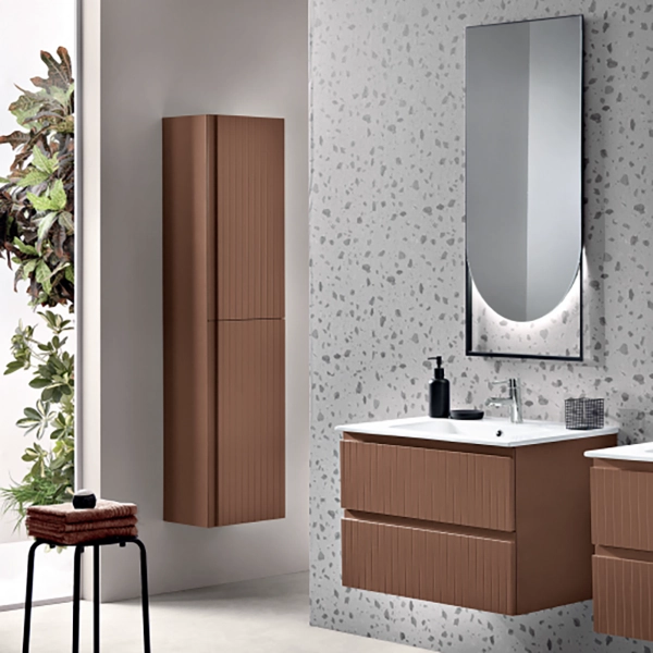 Meuble de salle de bain suspendu moderne avec base ARTICO 80 avec 2 tiroirs et lavabo RUGGINE