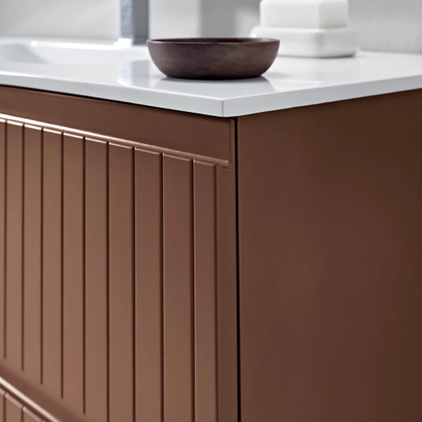 Meuble de salle de bain suspendu moderne avec base ARTICO 120 avec 2 tiroirs et lavabo RUGGINE