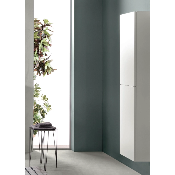 Colonne de salle de bain moderne réversible PIAVE avec 2 portes en blanc mat
