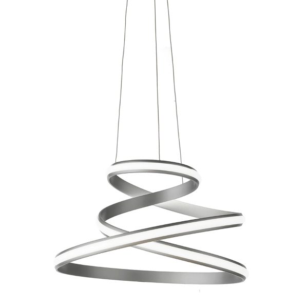 Lámpara de suspension LED moderna VUELTA en metal pintado de plata D57 cm