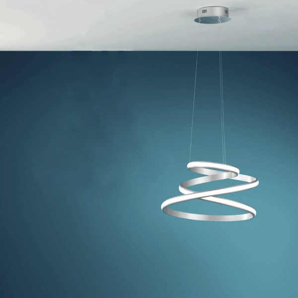 Lámpara de suspension LED moderna VUELTA en metal pintado de plata D57 cm