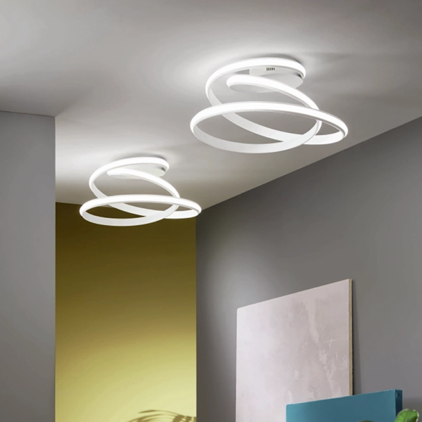 Plafón con LED moderno VUELTA en metal pintado blanco D55 cm