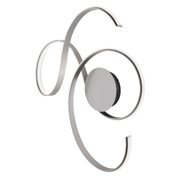 TWIST Plafón LED en metal pintado PLATA 73x80 cm