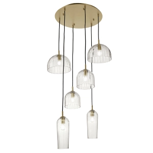 PUCK lámpara de araña de suspensión en vidrio soplado a rayas TRANSPARENTE D60 cm