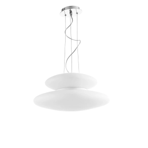 Lampada a sospensione 50 cm PAGODA in vetro Bianco soffiato e acidato PICCOLO