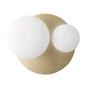 Plafonnier TONDO D52 cm avec socle en métal Or et 2 diffuseurs en verre