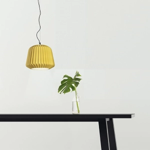 Lámpara de suspension PLUMCAKE de cerámica AMARILLA D35 cm