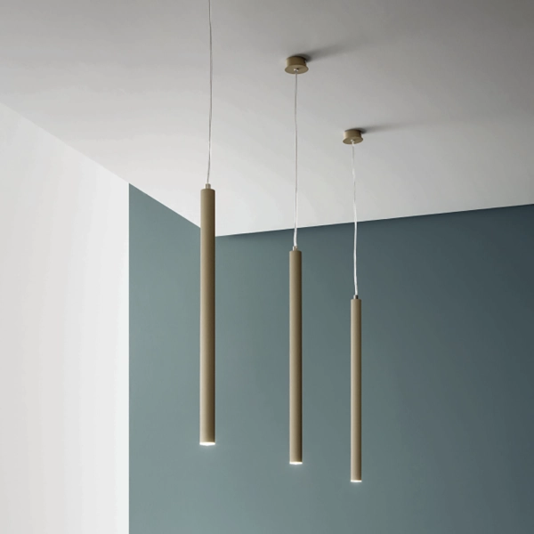 TUBE lámpara de suspensión en metal con fuente de luz LED TORTOLA D3 cm