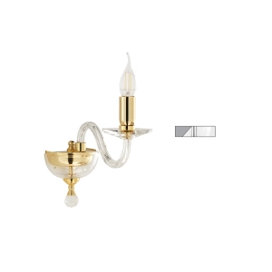 PAGANINI wall lamp with 1 LIGHT in CHROME handmade glass 12 cm