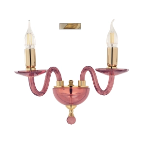 PAGANINI Wandleuchte mit 2 LICHTERN aus handgearbeitetem Glas AMBRA 38 cm