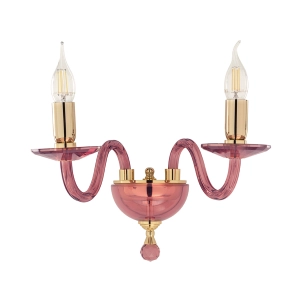 PAGANINI Wandleuchte mit 2 LICHTERN aus handgefertigtem BORGOGNA-Glas 38 cm