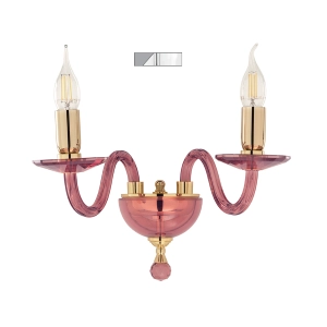 PAGANINI wall lamp with 2 LIGHTS in CHROME handmade glass 38 cm