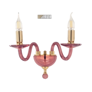 PAGANINI wall lamp with 2 LIGHTS in GOLD handmade glass 38 cm