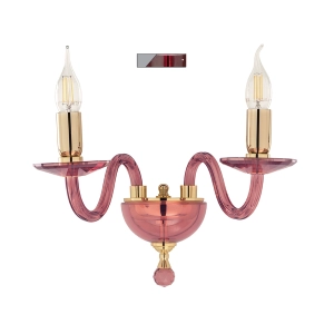 PAGANINI wall lamp with 2 LIGHTS in handmade glass RUBY 38 cm