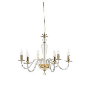 Lámpara de suspensión PAGANINI con 6 LUCES en vidrio hecho a mano D70 cm ORO