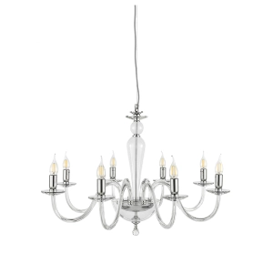 Lámpara de suspensión PAGANINI con 6 LUCES en vidrio hecho a mano D70 cm CROMO