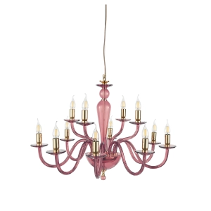 Lámpara de suspensión PAGANINI con 6 LUCES en vidrio hecho a mano D70 cm BURDEOS