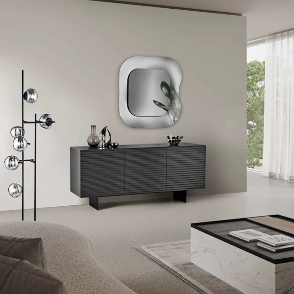 Aparador de madera 180 cm 3 puertas Antracita - ARISA 2 pies