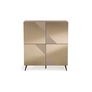 Buffet en bois Tortora avec miroir bronze, 4 portes et 5 pieds - ARTE 120