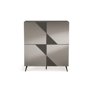 Buffet en bois anthracite avec miroir fumé, 4 portes et 5 pieds - ARTE 120