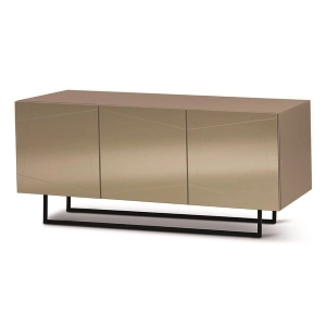 Buffet 3 portes en bois 180 cm Miroir Tortora Bronze - Pieds forme ISIDE